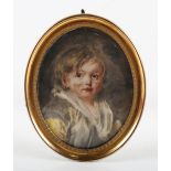 Attributed to Peter Adolf Hall - Oval Half Length Miniature Portrait of a Child, 18th century