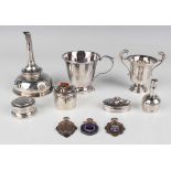 A small group of silver, including a tapering cylindrical christening cup, Birmingham 1959, height