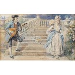 George Goodwin Kilburne - The Serenade, late 19th/early 20th century watercolour, signed, 8.5cm x