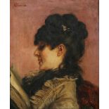 Saverio Francesco Altamura - Half Length Portrait of a Lady reading, 19th century oil on canvas,