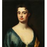 Circle of Michael Dahl - Half Length Portrait of a Lady wearing a Blue Dress, 18th century oil on