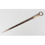 A George III silver meat skewer with loop terminal, Newcastle 1799 by John Robertson I, weight 120.