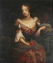 Circle of Herman Verelst - Three Quarter Length Portrait of a Lady, 17th century oil on canvas, 75cm