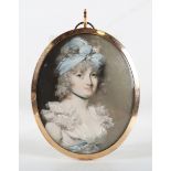 George Engleheart - Oval Half Length Miniature Portrait of Harriet Reid née Gildart, late 18th/early