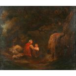 Circle of George Morland - Gypsy Encampment, late 18th/early 19th century oil on canvas, 60cm x