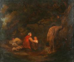 Circle of George Morland - Gypsy Encampment, late 18th/early 19th century oil on canvas, 60cm x