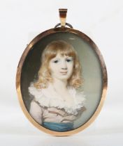 George Engleheart - Oval Half Length Miniature Portrait of Master Nevile Reid, late 18th/early