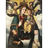 Northern European School - Coronation of the Virgin with Saint Francis and Saint Catherine of Siena,