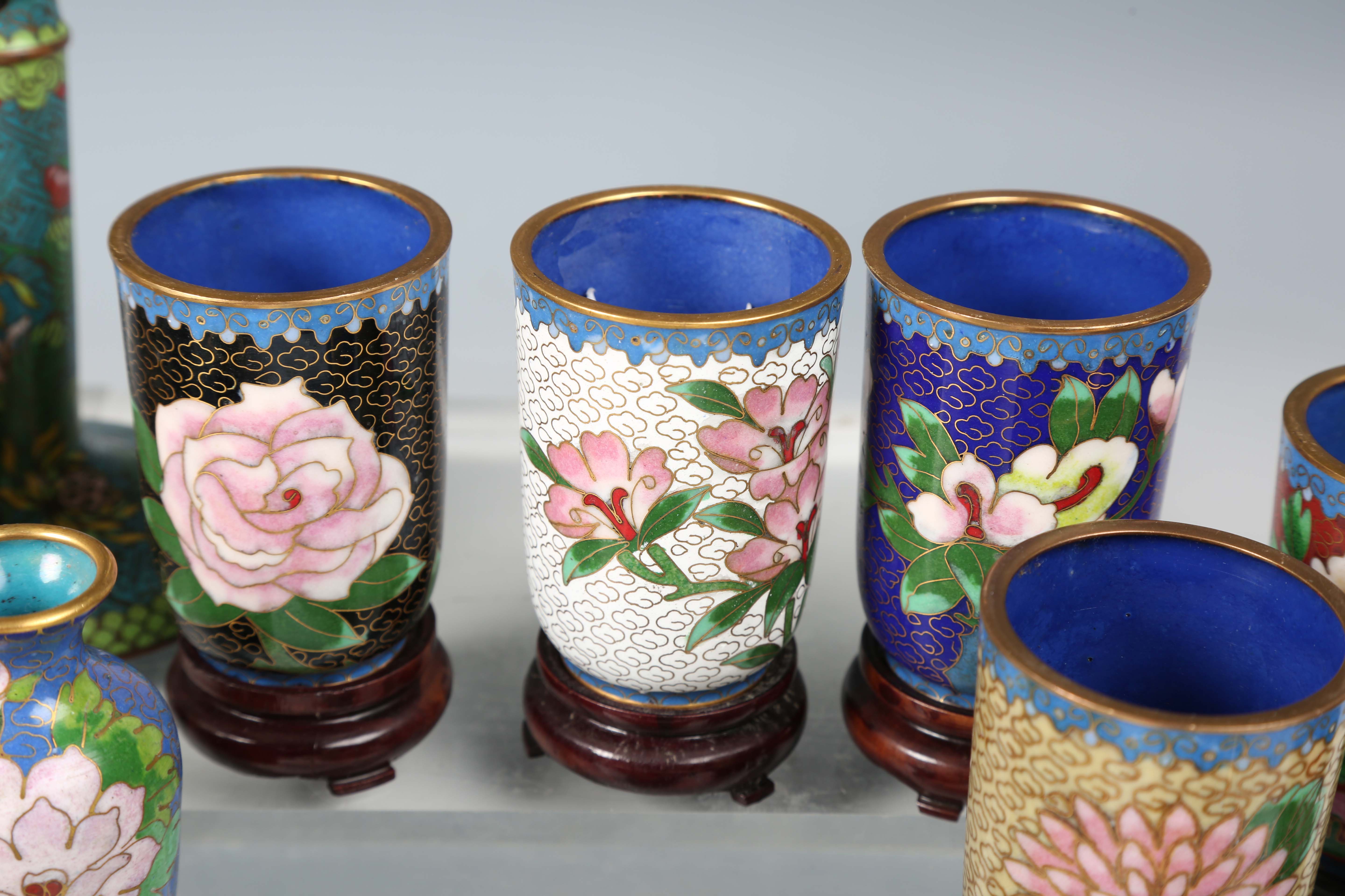 A group of 20th century Chinese cloisonné items, including a candlestick, height 16cm.Buyer’s - Image 7 of 10