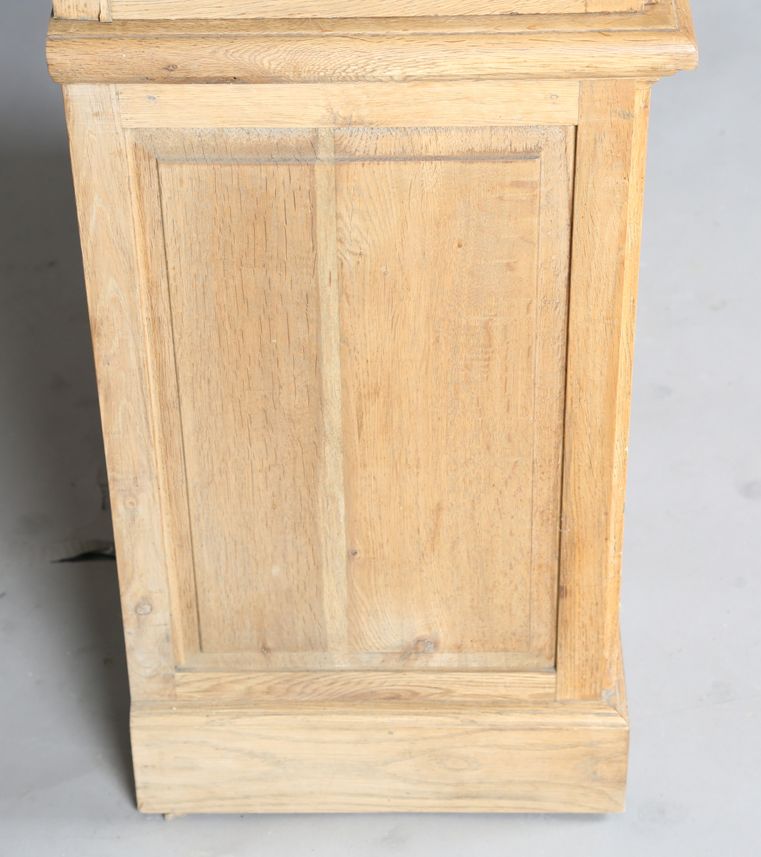 A modern oak bookcase cabinet, the open shelf above a slide and two doors, height 202cm, width - Image 7 of 15