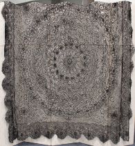 A selection of mainly 19th century black lace, including a Maltese table cover, 183cm x 183cm, and a