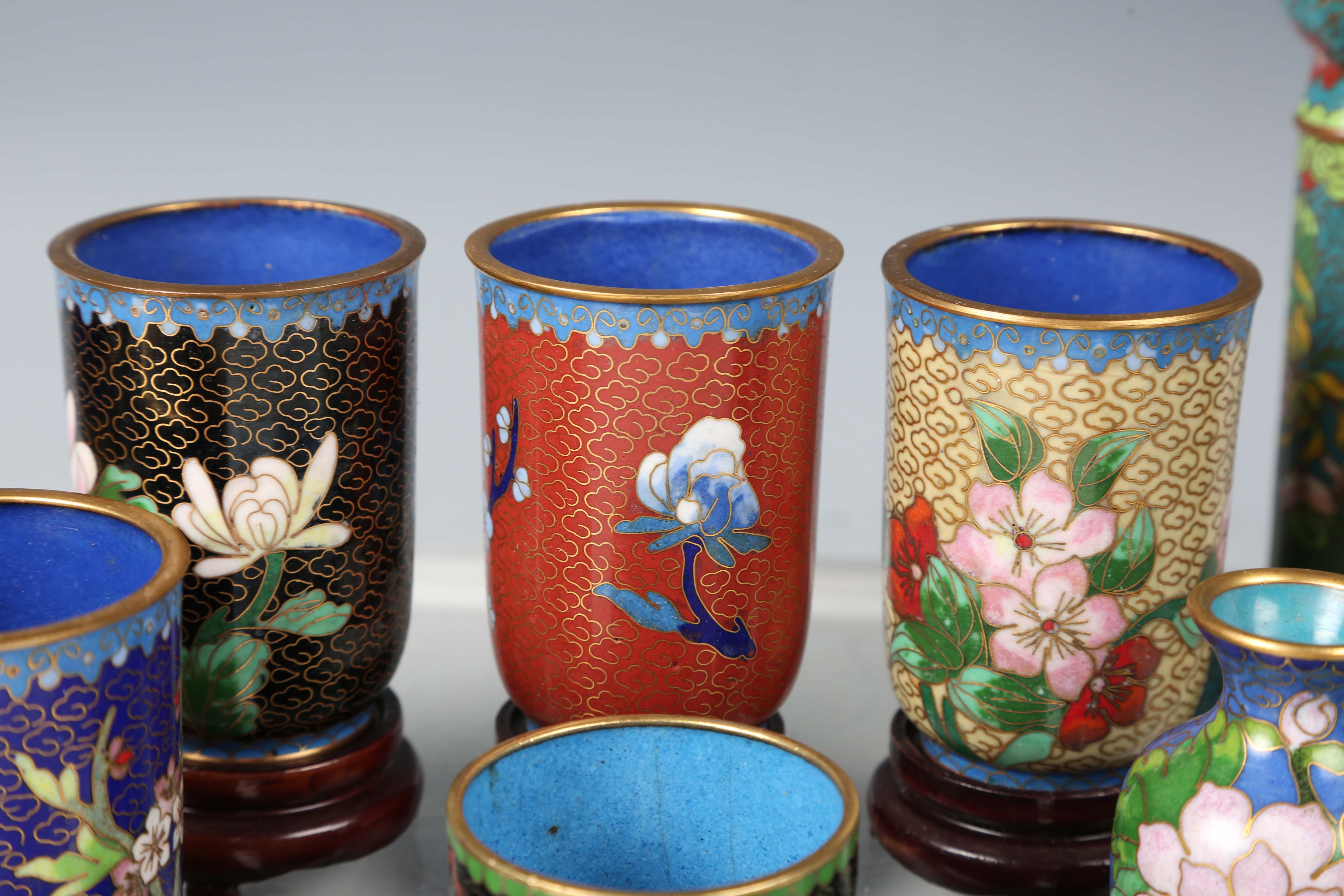 A group of 20th century Chinese cloisonné items, including a candlestick, height 16cm.Buyer’s - Image 9 of 10