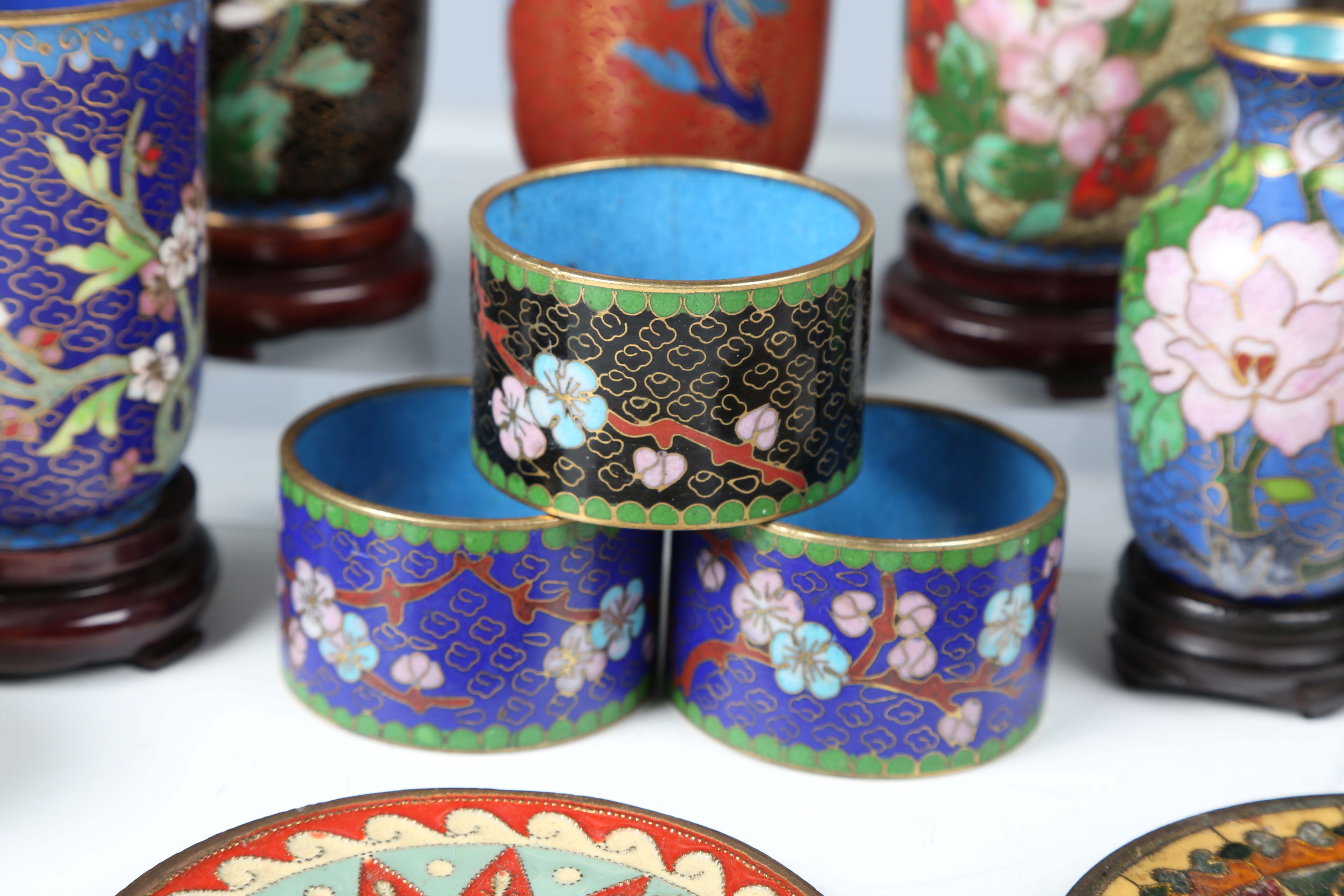 A group of 20th century Chinese cloisonné items, including a candlestick, height 16cm.Buyer’s - Image 3 of 10