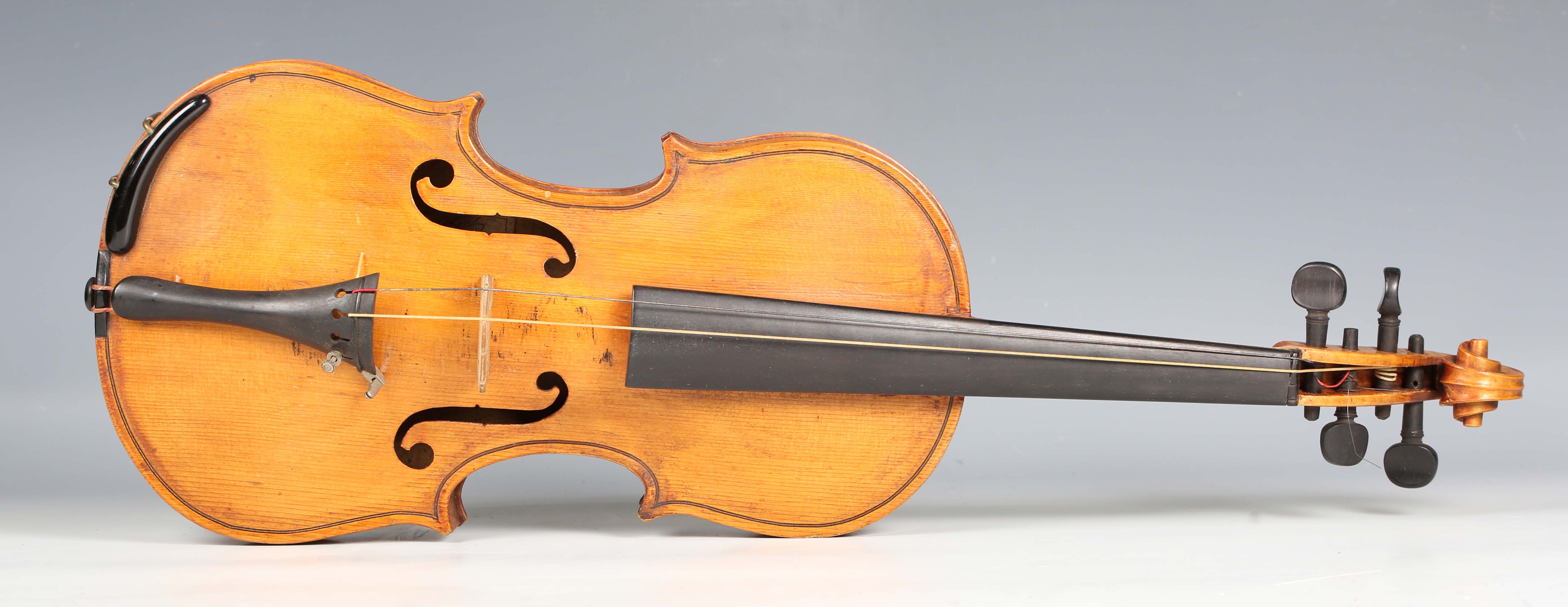 A violin with two-piece back, bearing interior label indistinctly inscribed 'G.A. How 1914', - Image 30 of 53