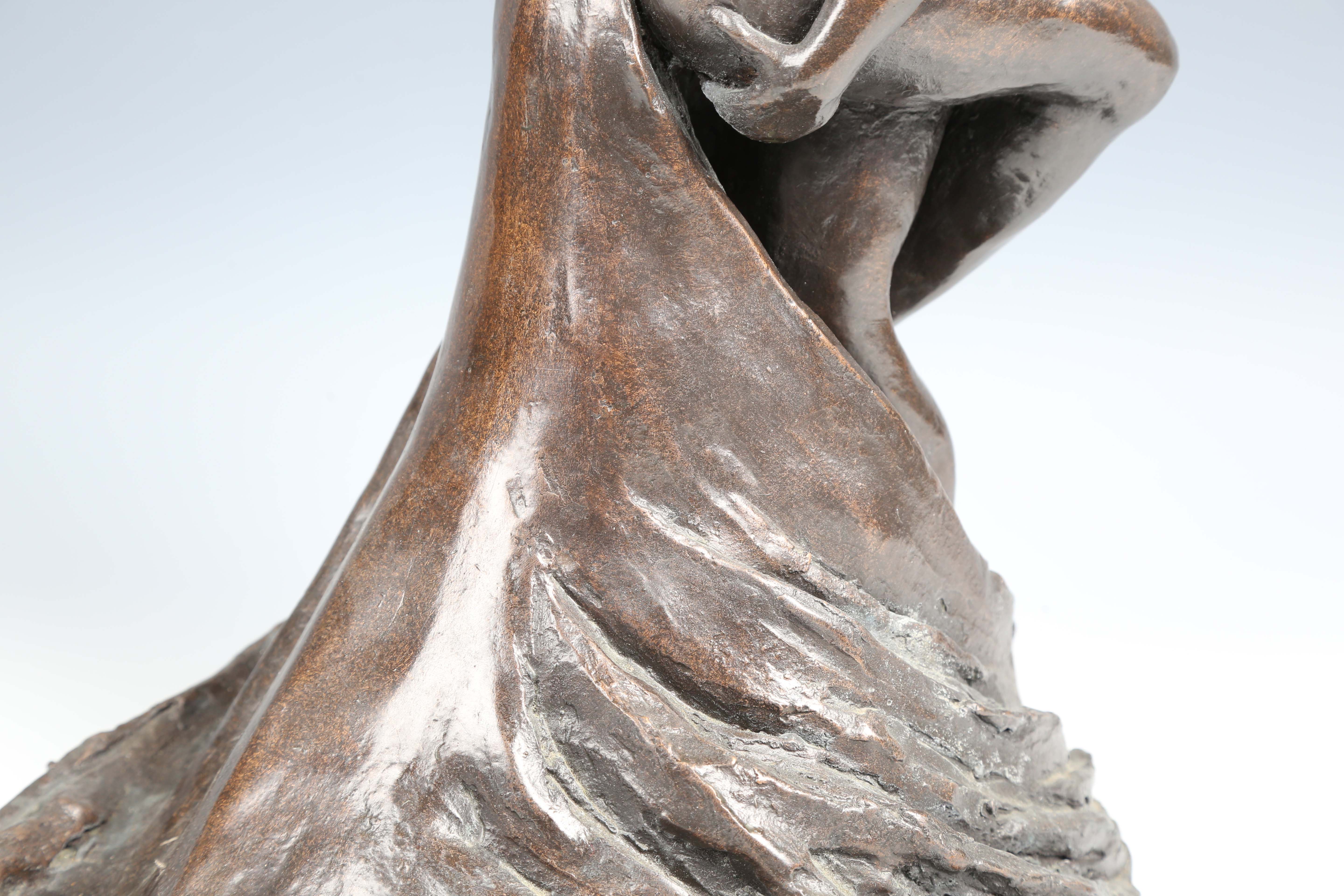 A 20th century brown patinated cast bronze figural group of a dancing couple, indistinctly signed, - Image 3 of 18