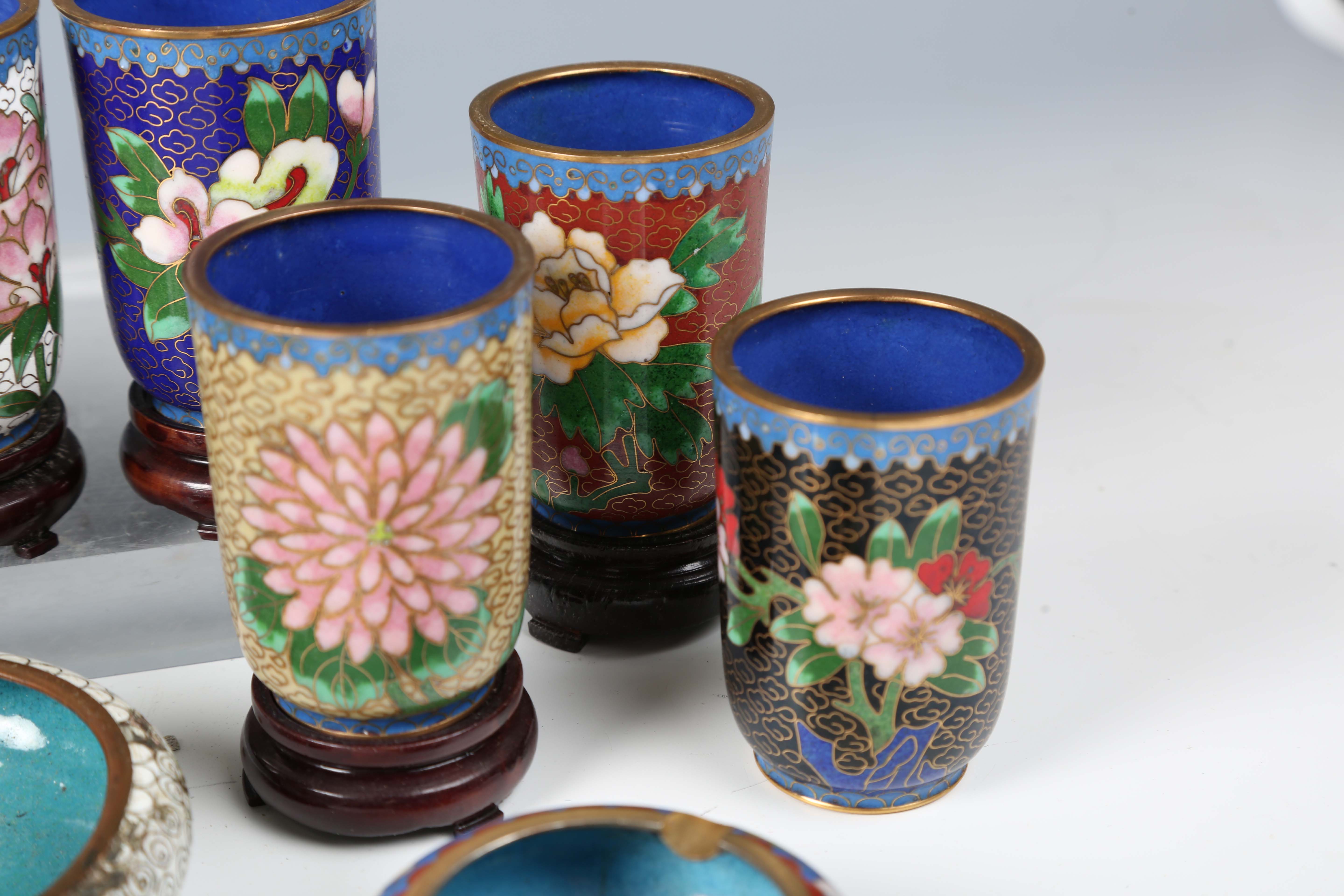 A group of 20th century Chinese cloisonné items, including a candlestick, height 16cm.Buyer’s - Image 6 of 10