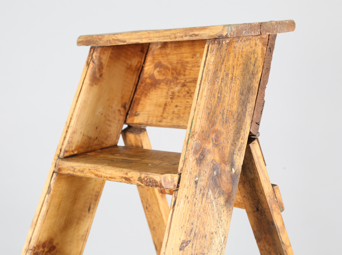 A mid-20th century stained pine eight-rung step ladder, height 167cm, width 35cm.Buyer’s Premium - Image 9 of 9