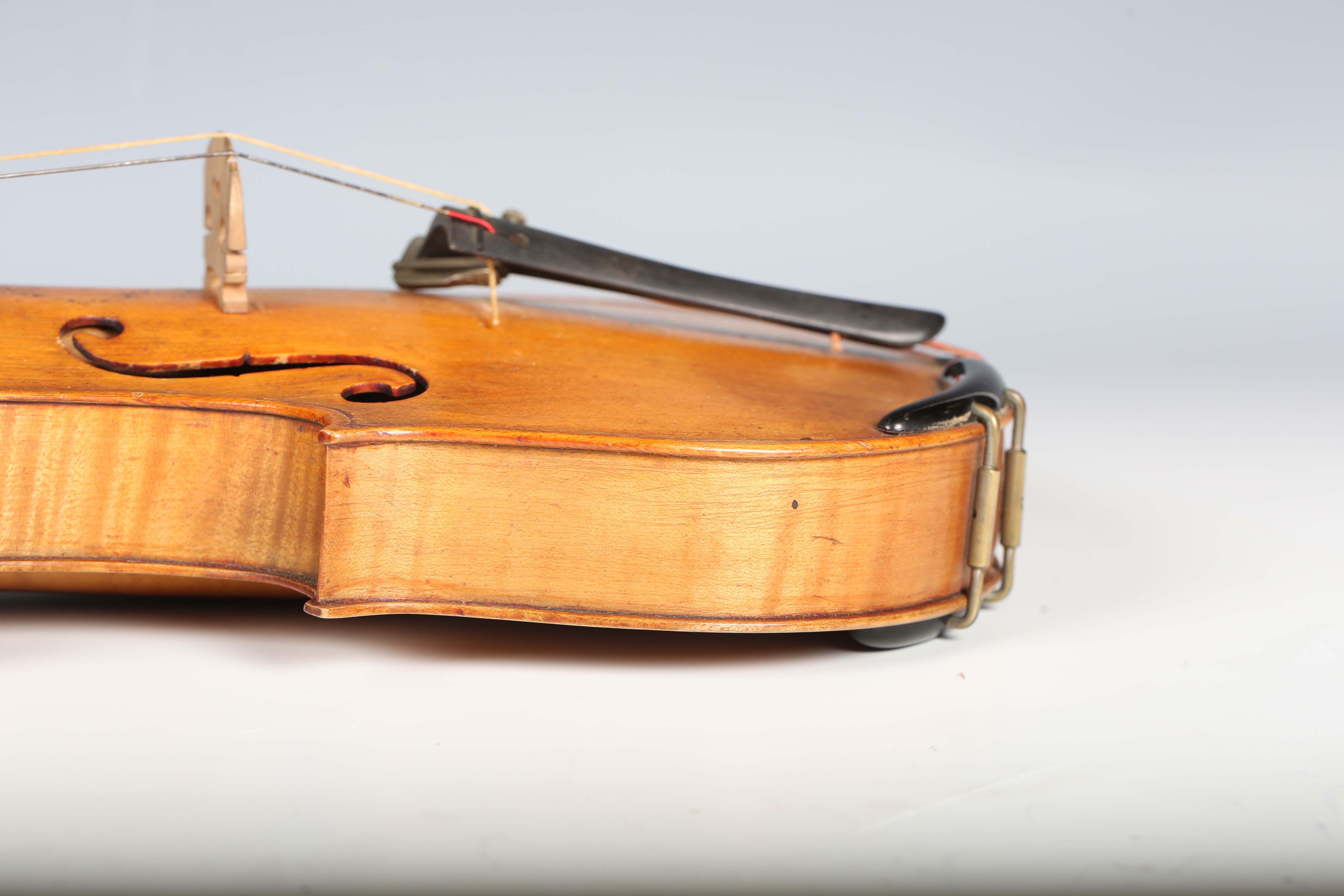 A violin with two-piece back, bearing interior label indistinctly inscribed 'G.A. How 1914', - Image 14 of 53