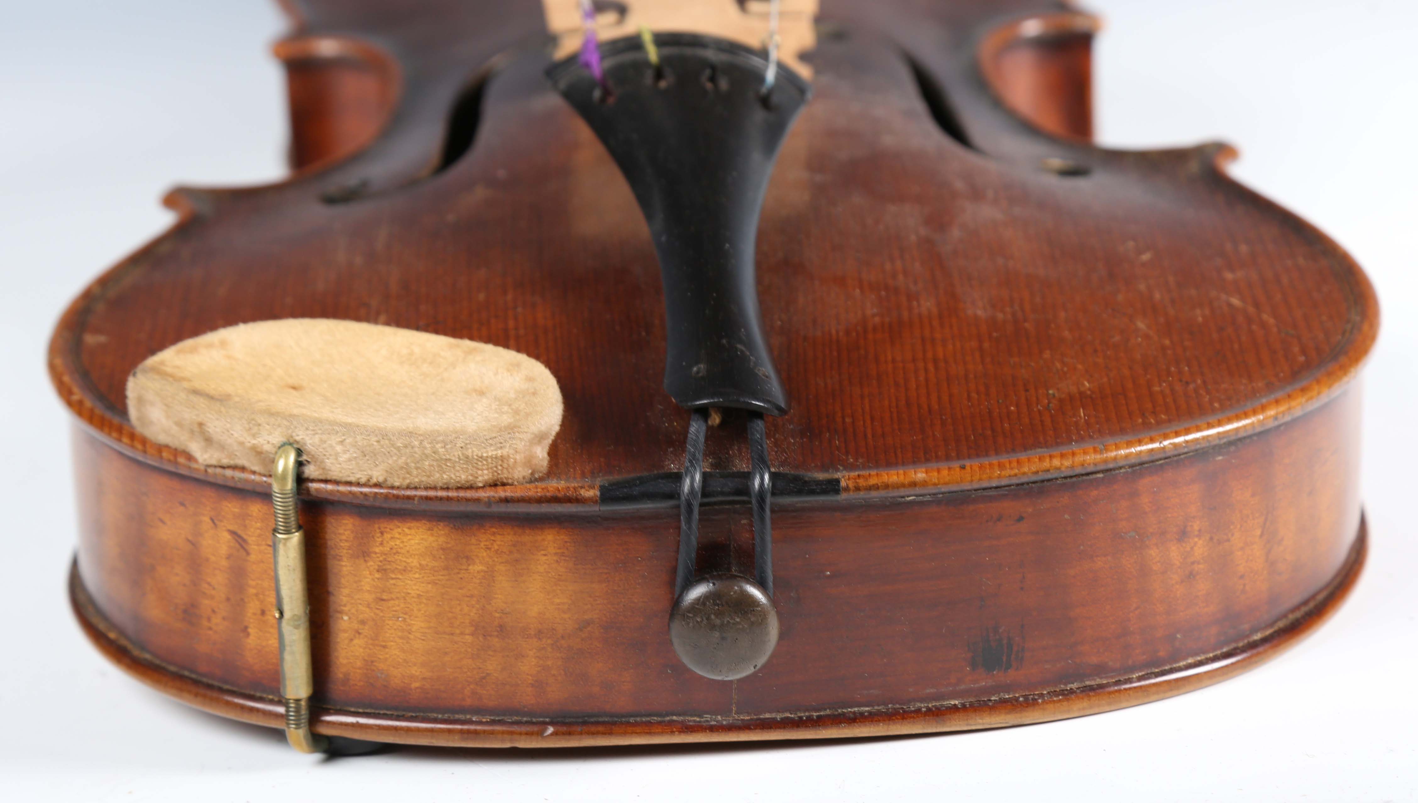 A violin with striped two-piece back, bearing interior label detailed 'Antonius Stradivarius...', - Image 4 of 24