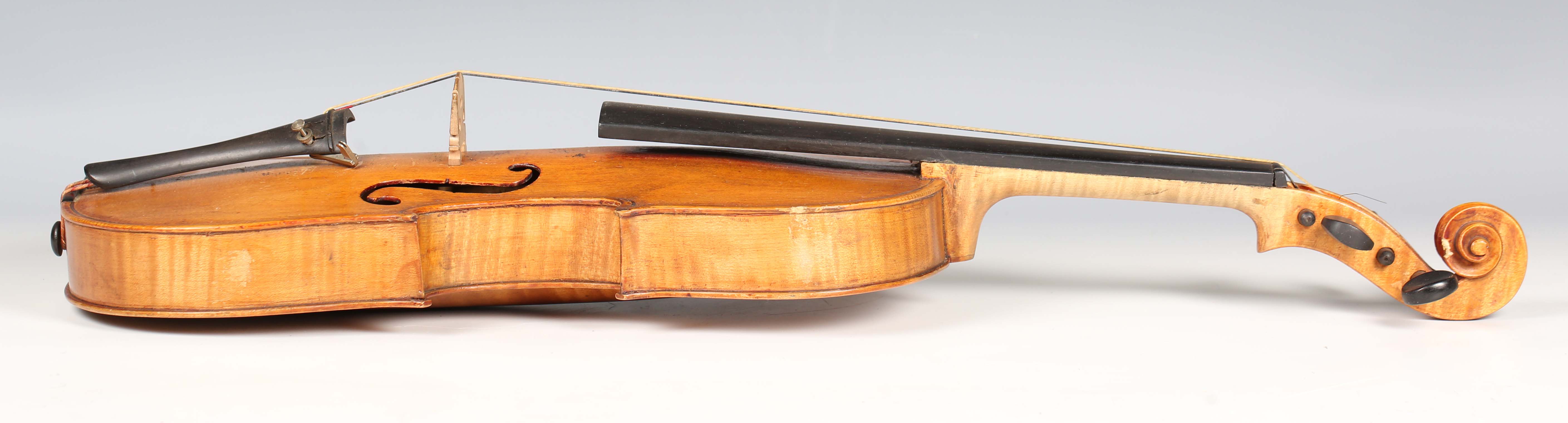 A violin with two-piece back, bearing interior label indistinctly inscribed 'G.A. How 1914', - Image 25 of 53
