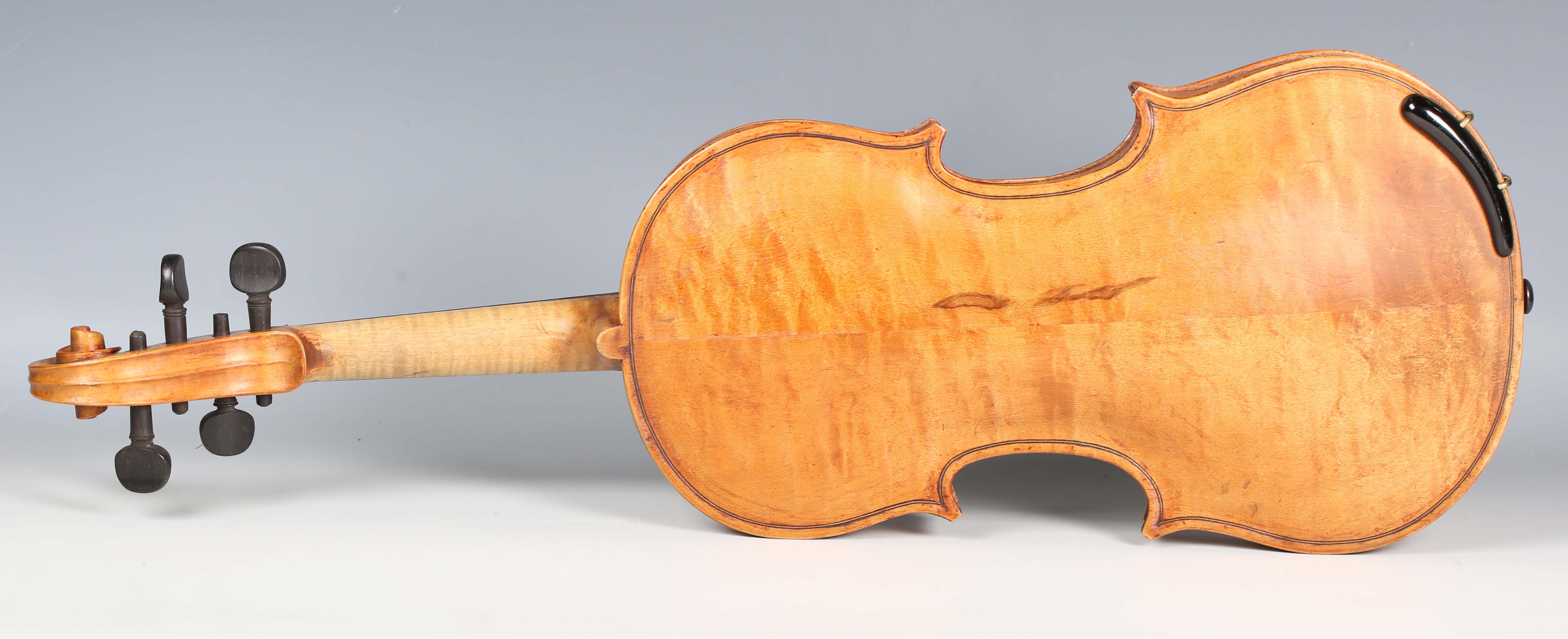 A violin with two-piece back, bearing interior label indistinctly inscribed 'G.A. How 1914', - Image 13 of 53