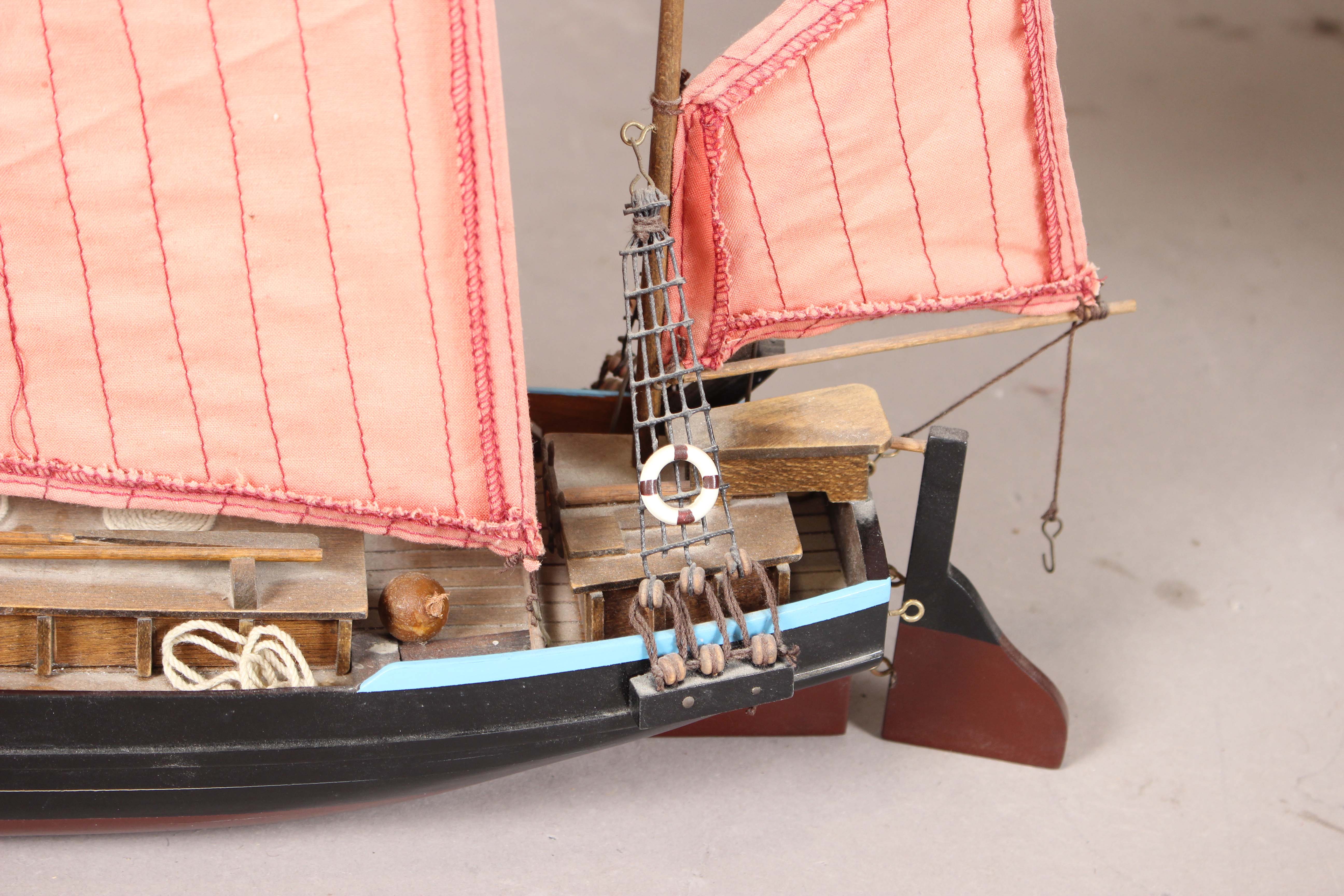 A 20th century scratch-built wooden model of a galleon, length 110cm, together with a model of a - Image 6 of 28