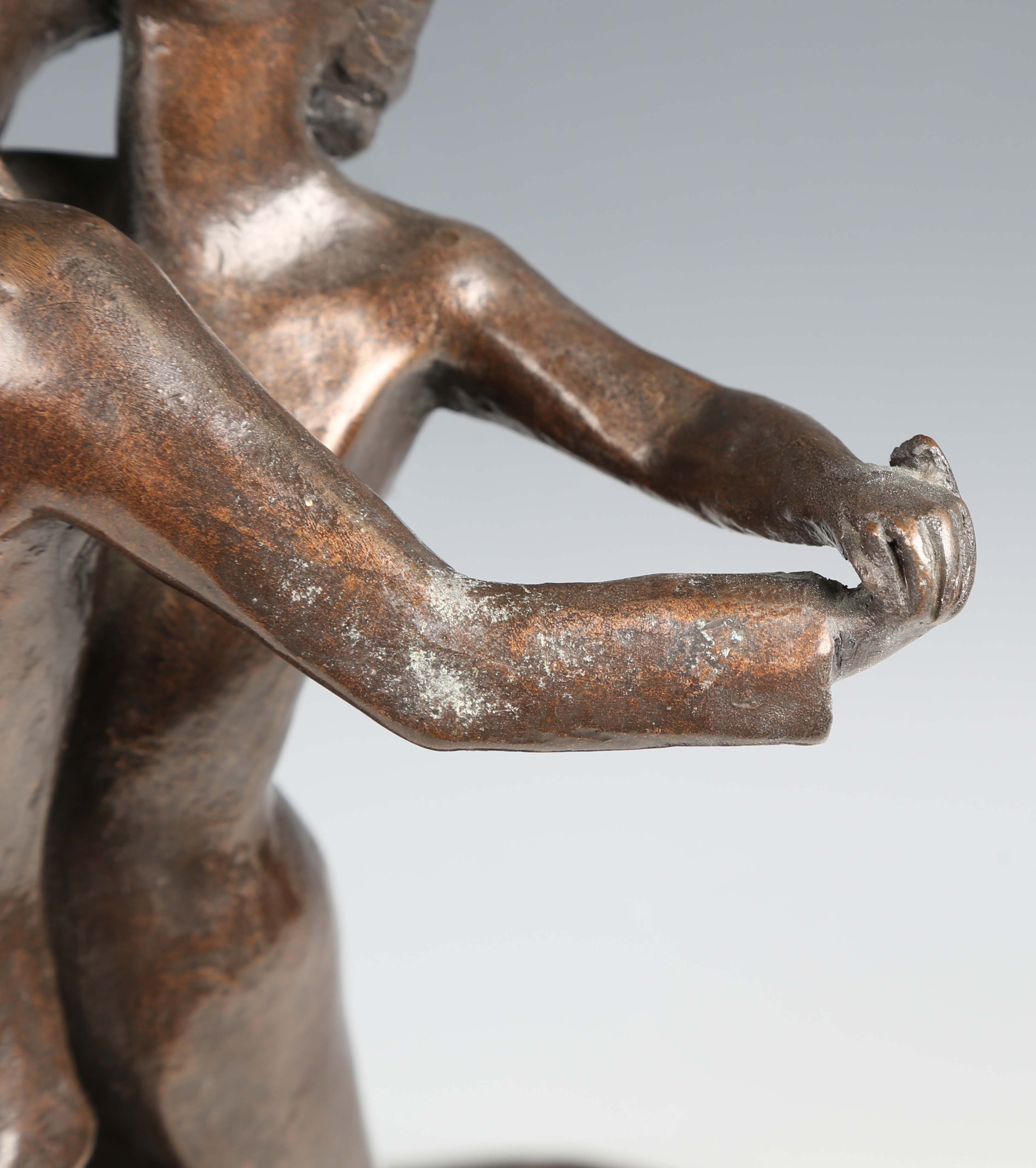A 20th century brown patinated cast bronze figural group of a dancing couple, indistinctly signed, - Image 17 of 18