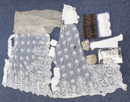 A large collection of mainly 18th and 19th century lace borders, trim and fragments.Buyer’s