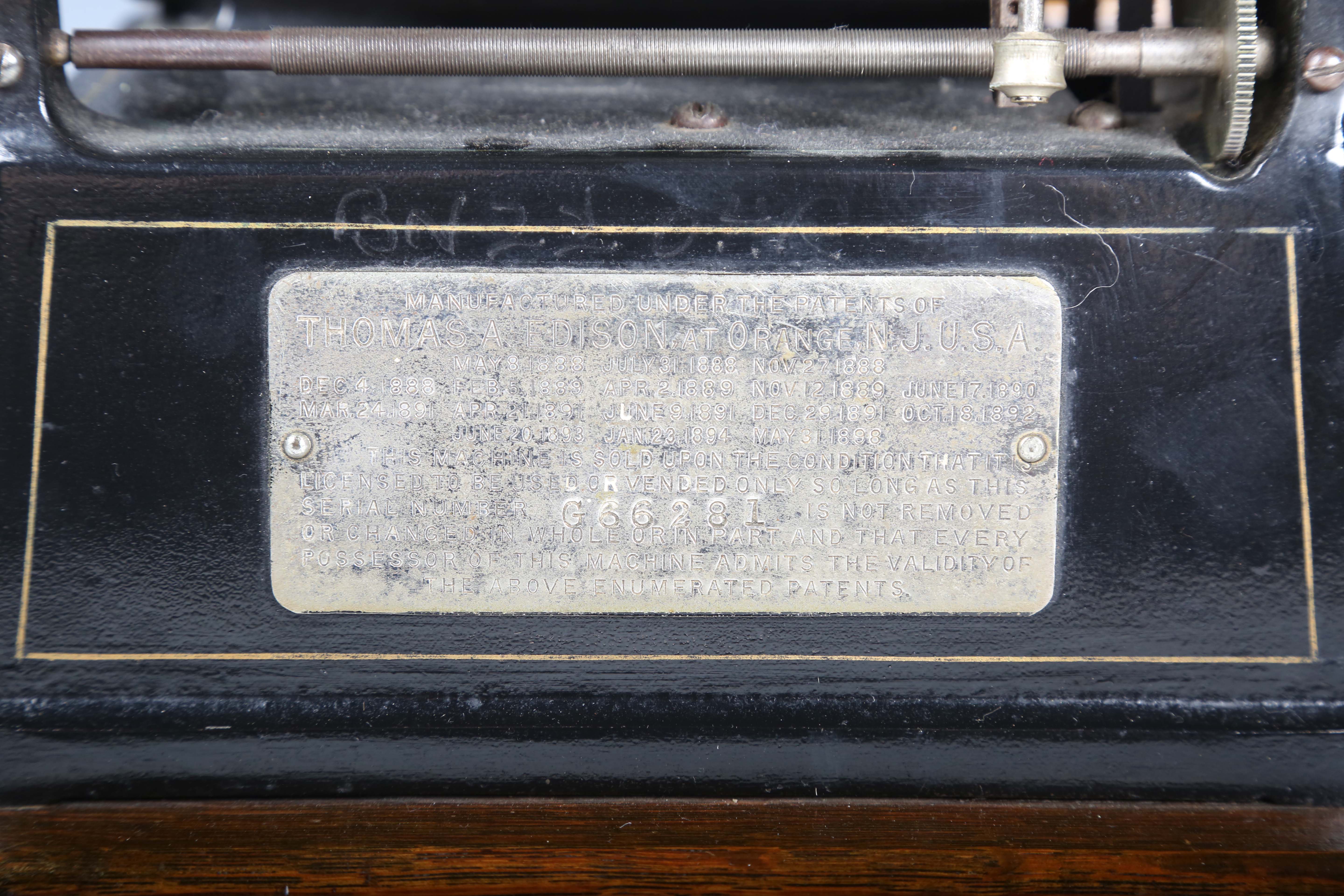 An Edison Gem phonograph, within an oak case with aluminium horn, and a small collection of - Image 13 of 18