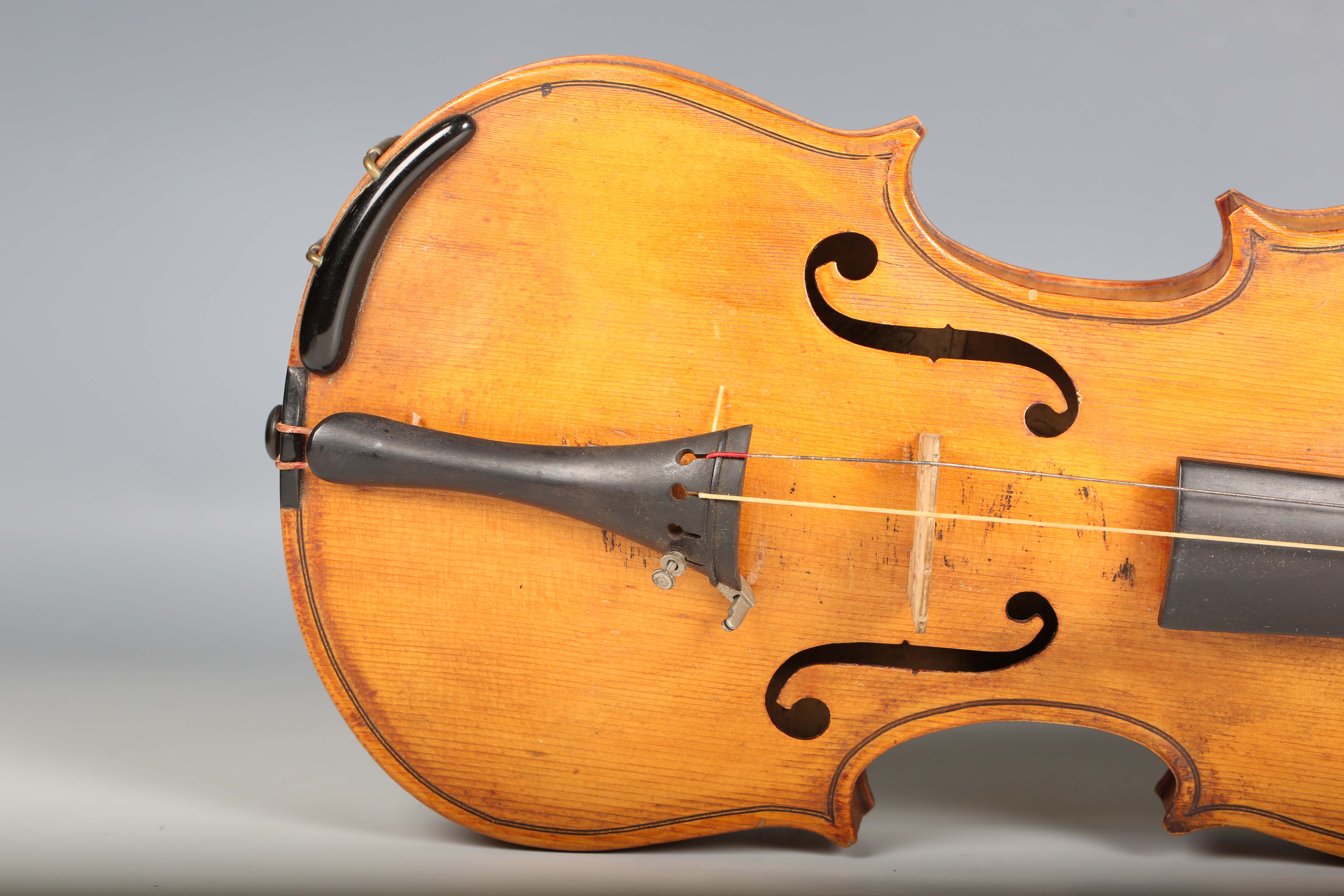 A violin with two-piece back, bearing interior label indistinctly inscribed 'G.A. How 1914', - Image 26 of 53