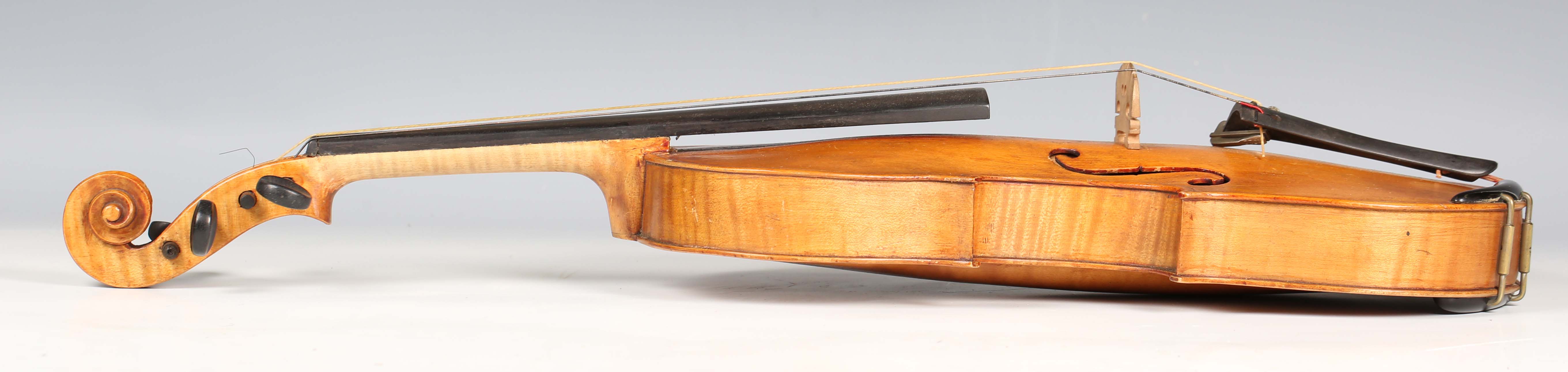 A violin with two-piece back, bearing interior label indistinctly inscribed 'G.A. How 1914', - Image 19 of 53