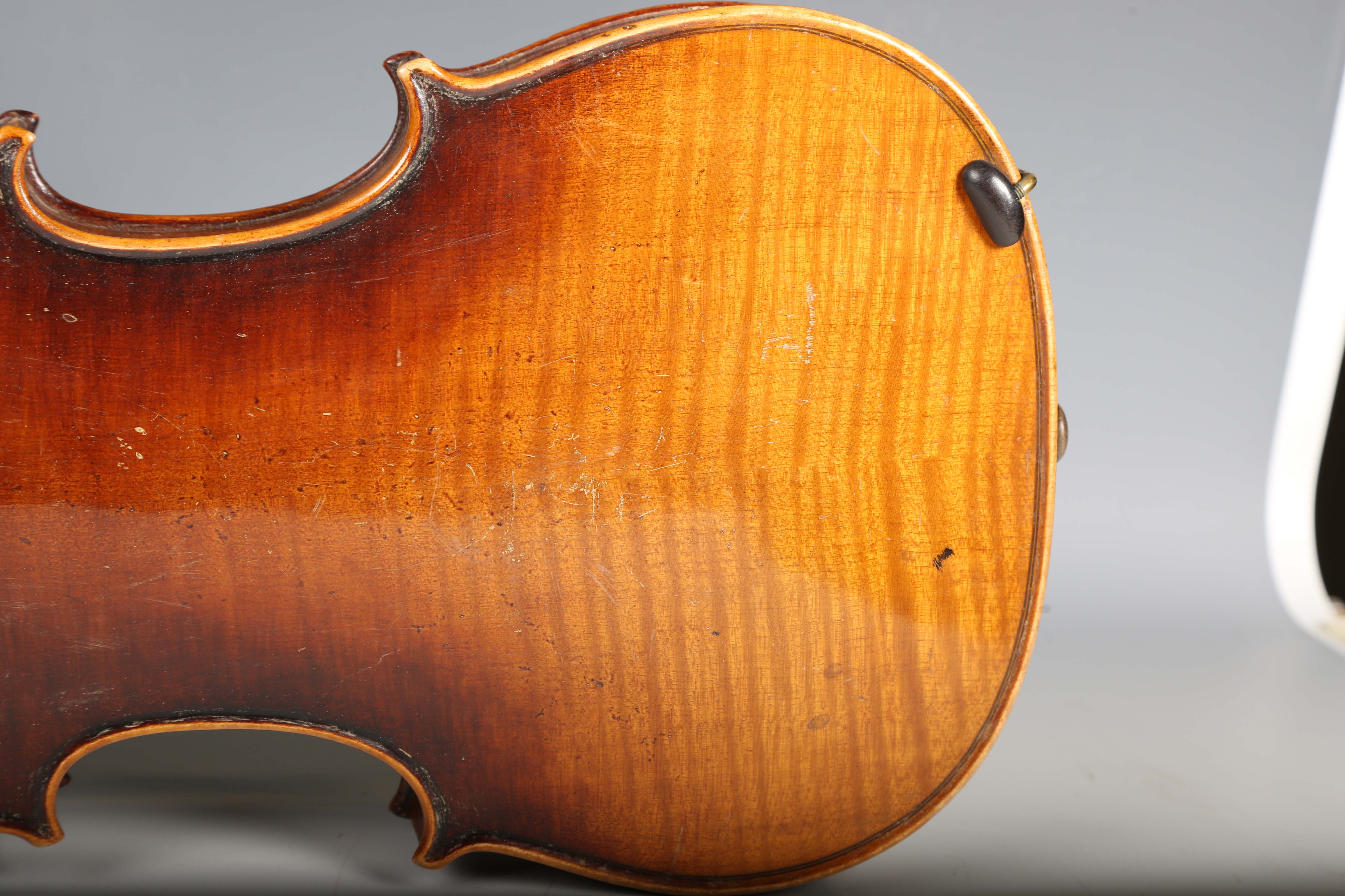 A violin with striped two-piece back, bearing interior label detailed 'Antonius Stradivarius...', - Image 10 of 24
