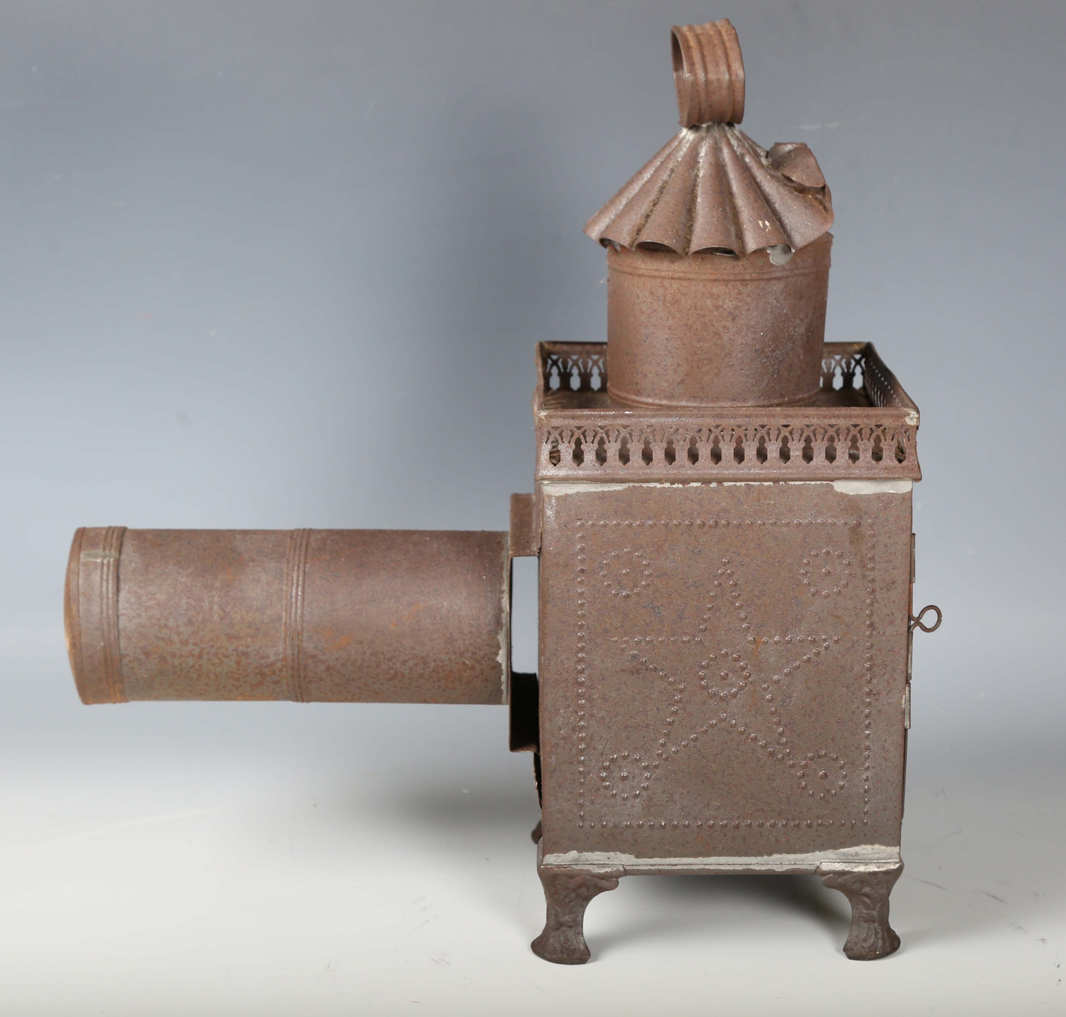 A 19th century French tin magic lantern, probably by Lapierre, height 35cm.Buyer’s Premium 29.4% ( - Image 13 of 19