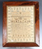A William IV needlework sampler by Jane Elliott, aged 10 years, dated 1831, together with another