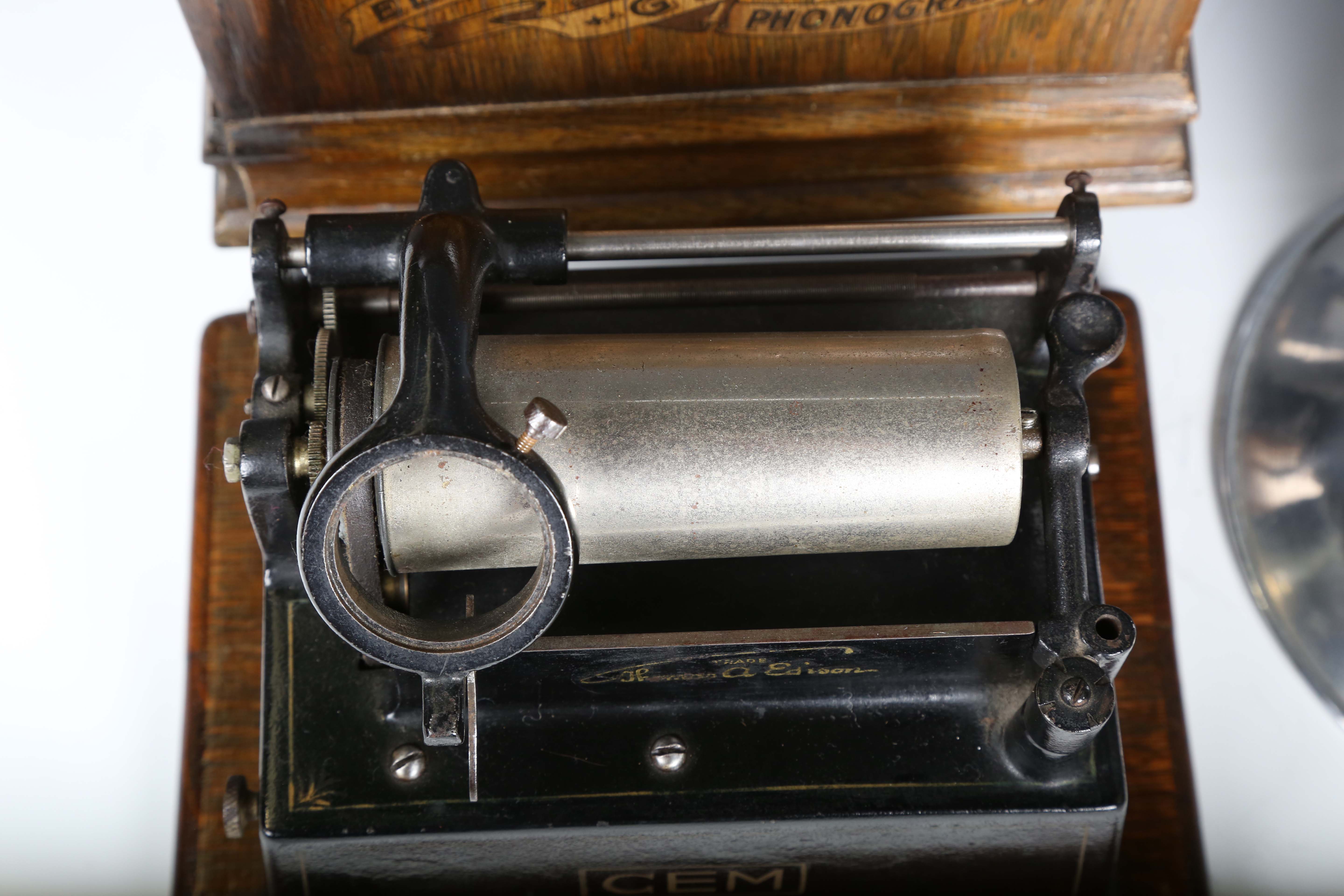 An Edison Gem phonograph, within an oak case with aluminium horn, and a small collection of - Image 16 of 18