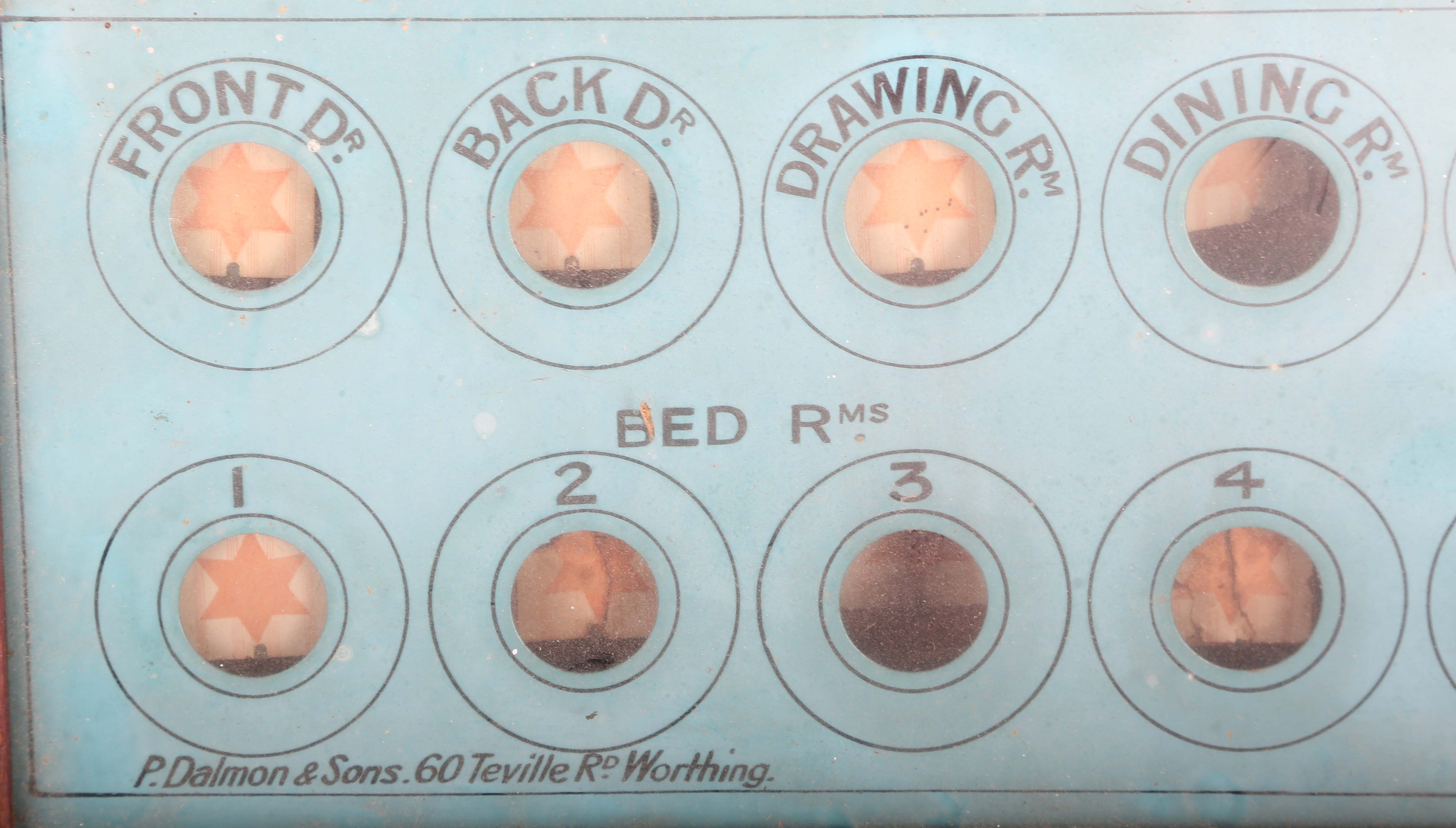 An early/mid-20th century walnut cased servants' room indicator by P. Dalmon & Sons, Worthing, width - Image 4 of 4