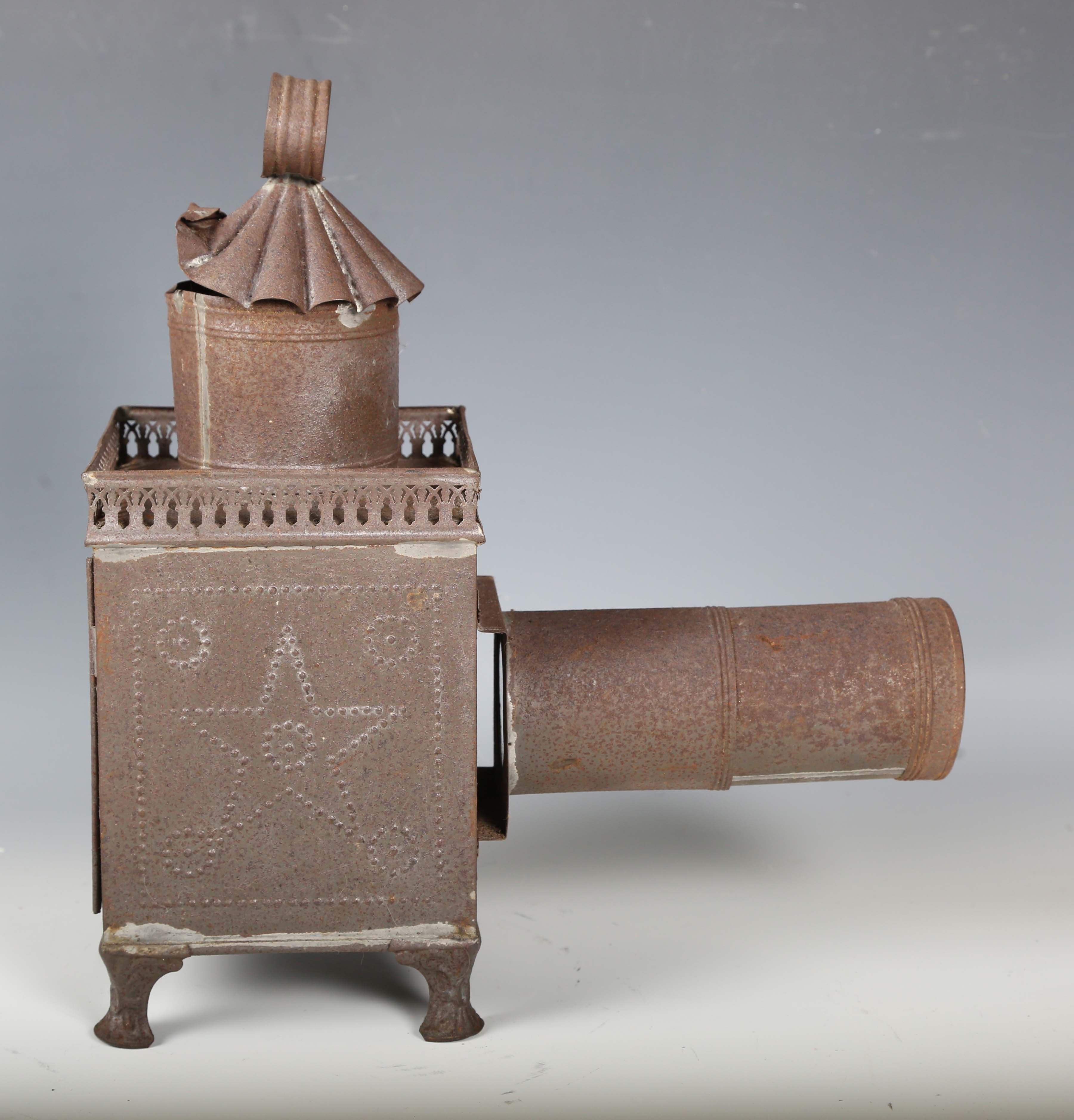 A 19th century French tin magic lantern, probably by Lapierre, height 35cm.Buyer’s Premium 29.4% ( - Image 5 of 19