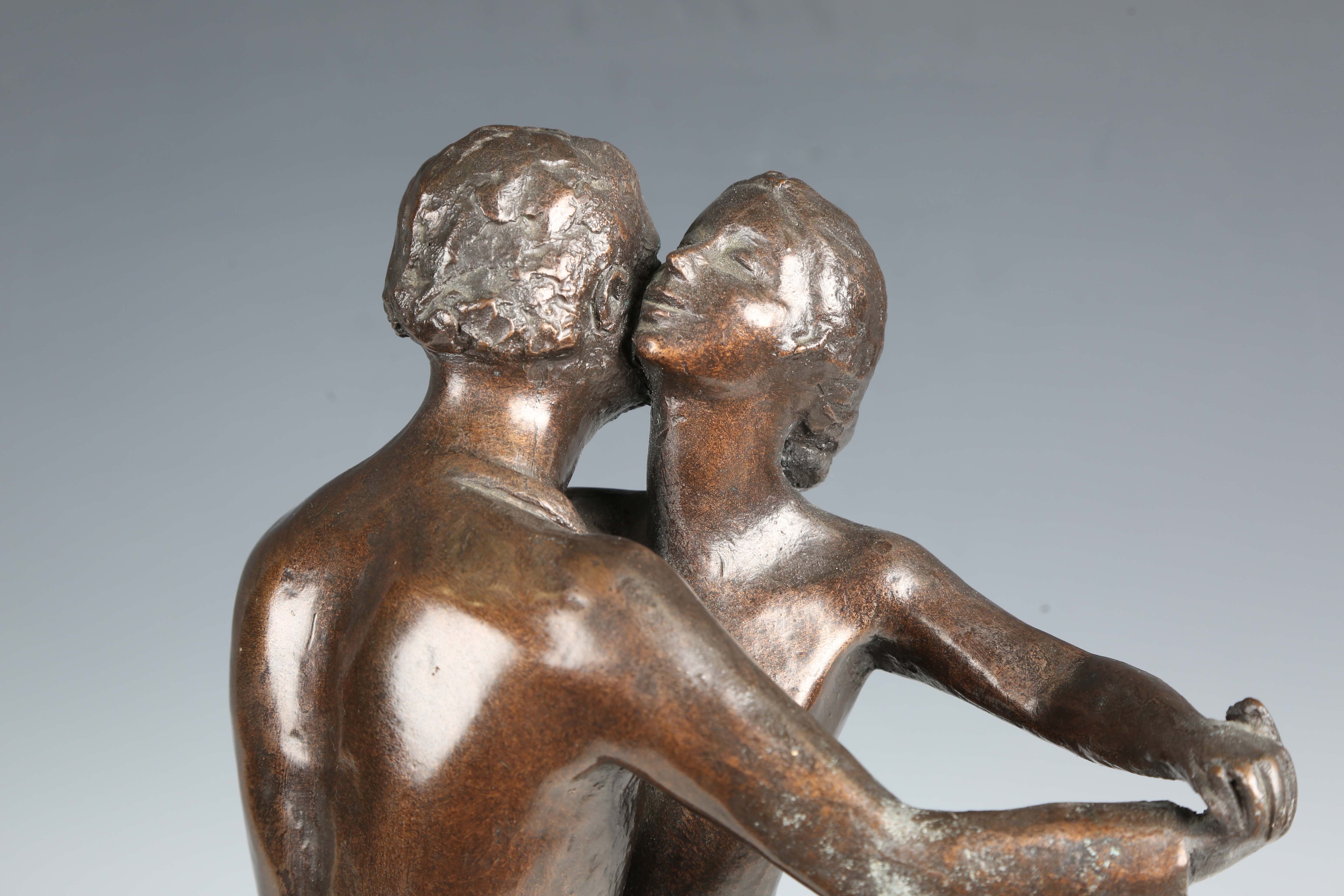 A 20th century brown patinated cast bronze figural group of a dancing couple, indistinctly signed, - Image 18 of 18