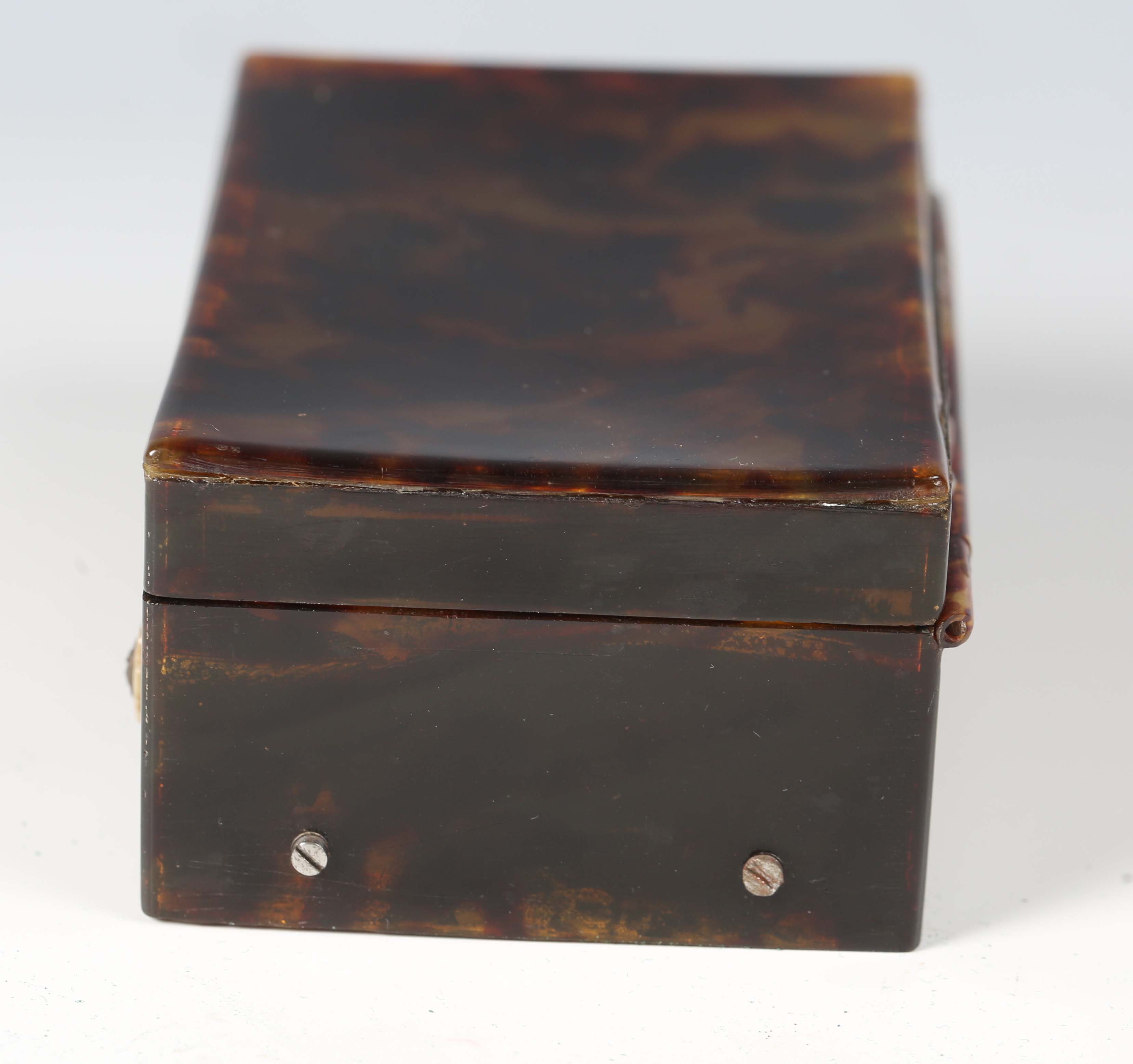 A 19th century tortoiseshell cased musical box, the hinged lid enclosing a cylinder movement, - Image 5 of 8