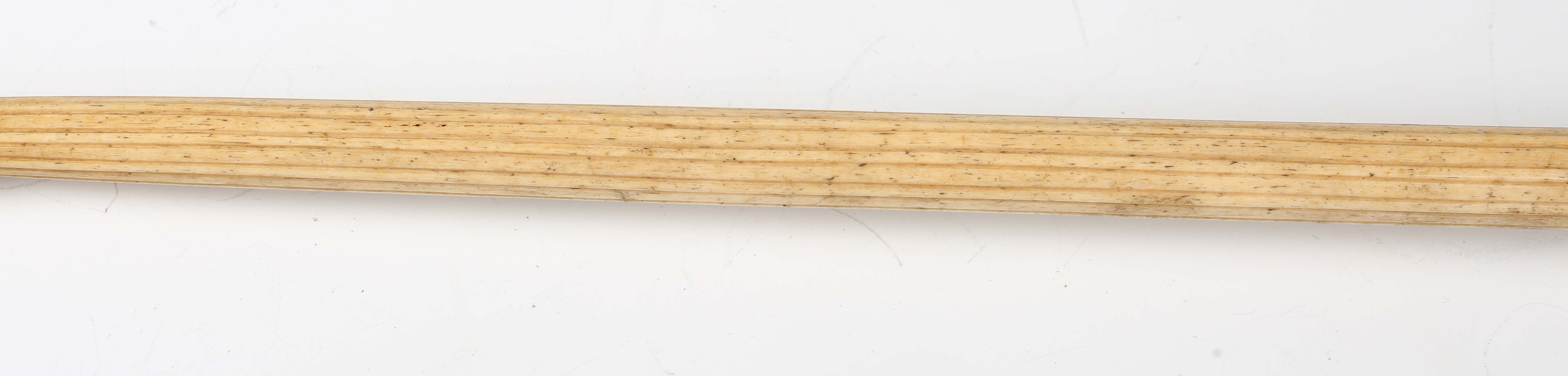 A late 18th/early 19th century carved scrimshaw walking cane, the marine ivory pommel above a carved - Image 6 of 12