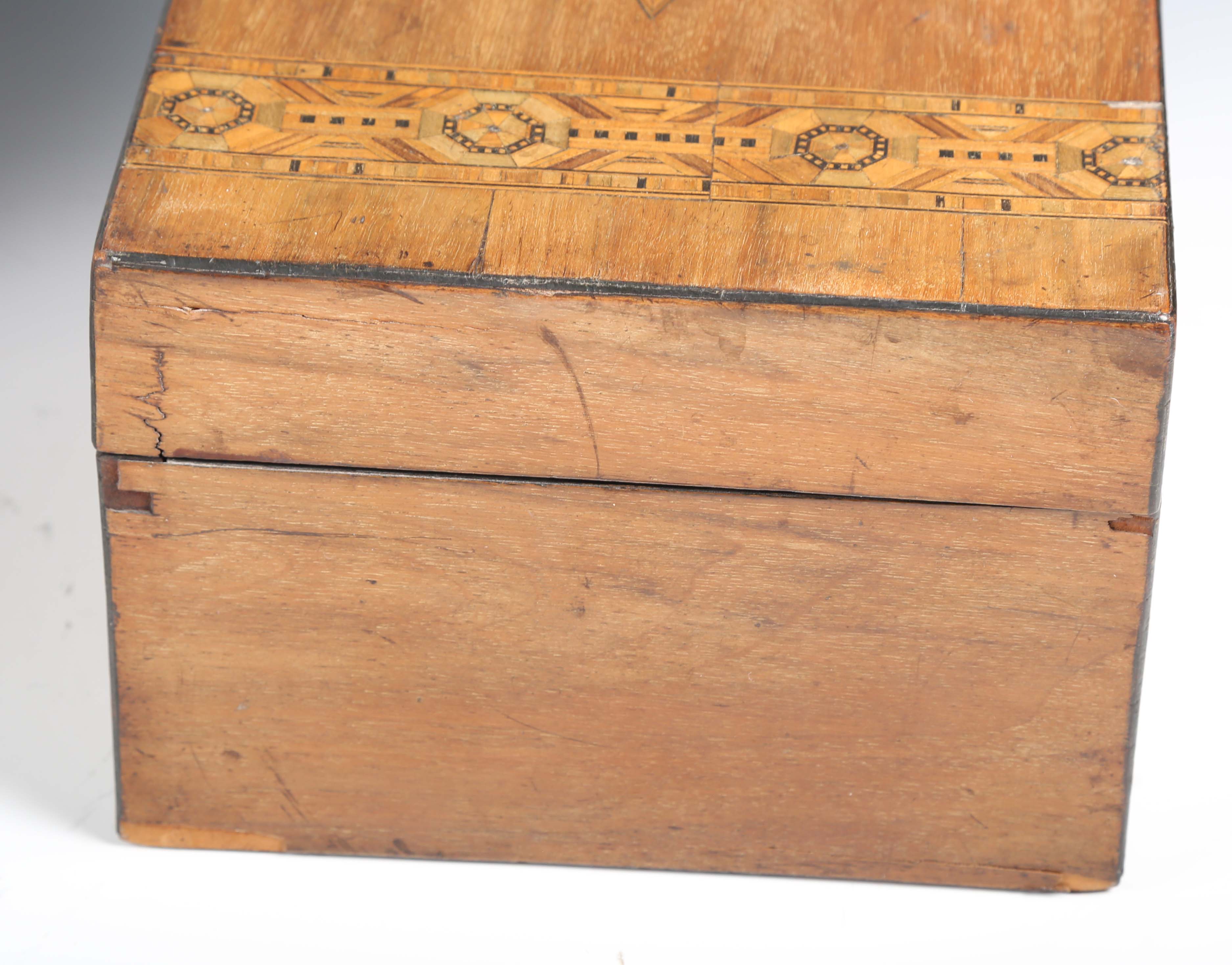 A late Victorian walnut desk stand, fitted with three glass inkwells, weight 38cm, together with two - Image 6 of 17