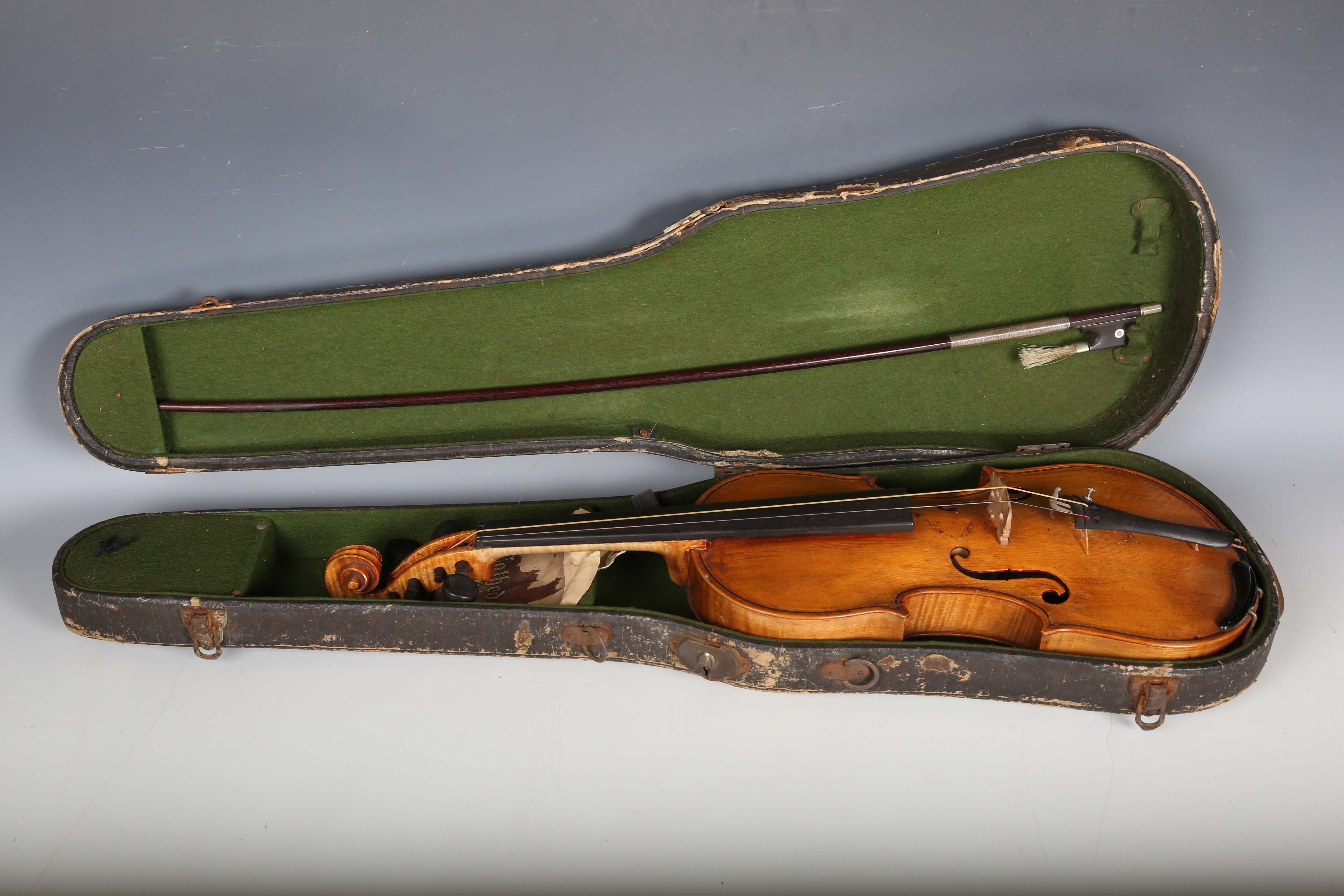 A violin with two-piece back, bearing interior label indistinctly inscribed 'G.A. How 1914', - Image 8 of 53