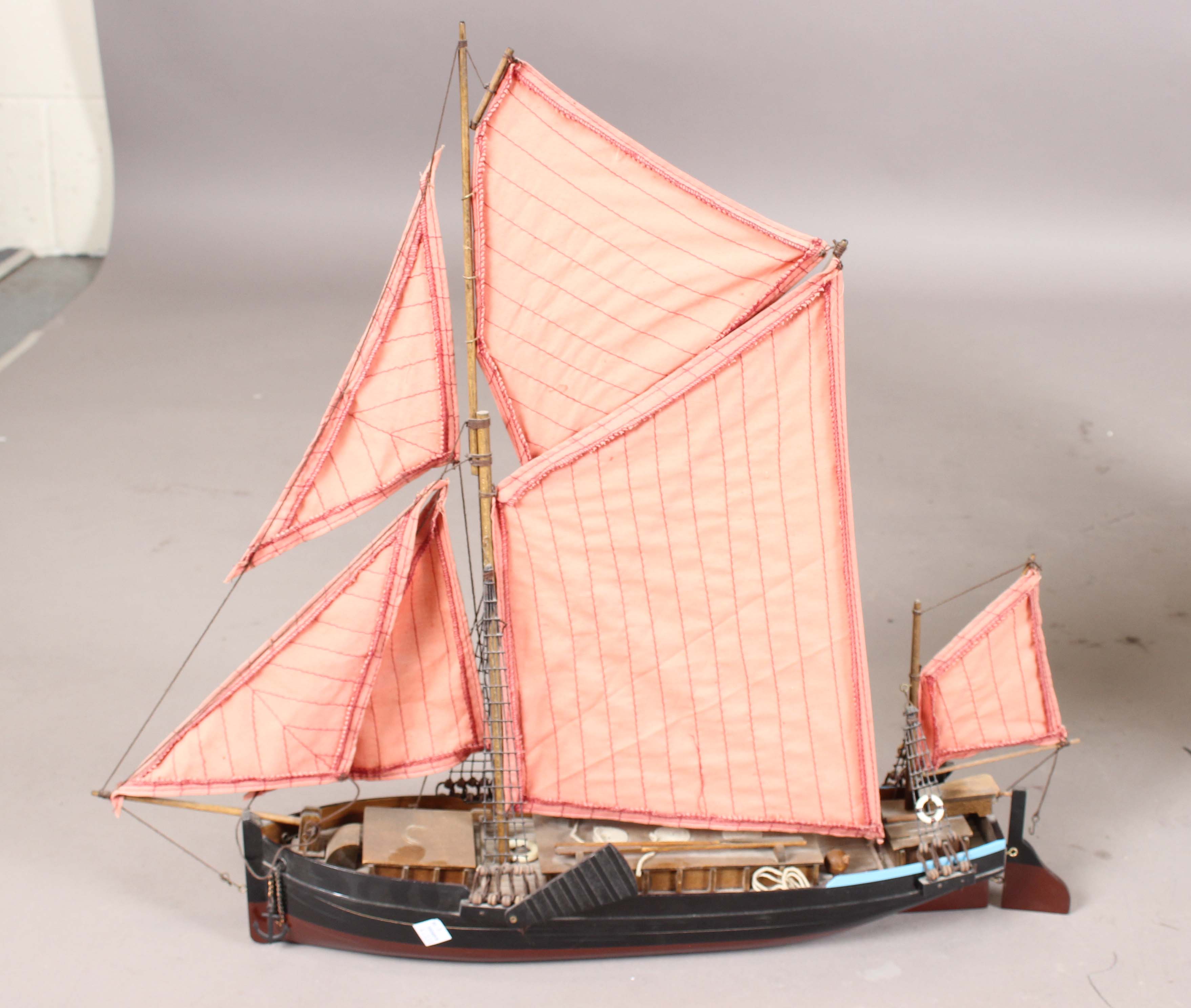 A 20th century scratch-built wooden model of a galleon, length 110cm, together with a model of a - Image 7 of 28