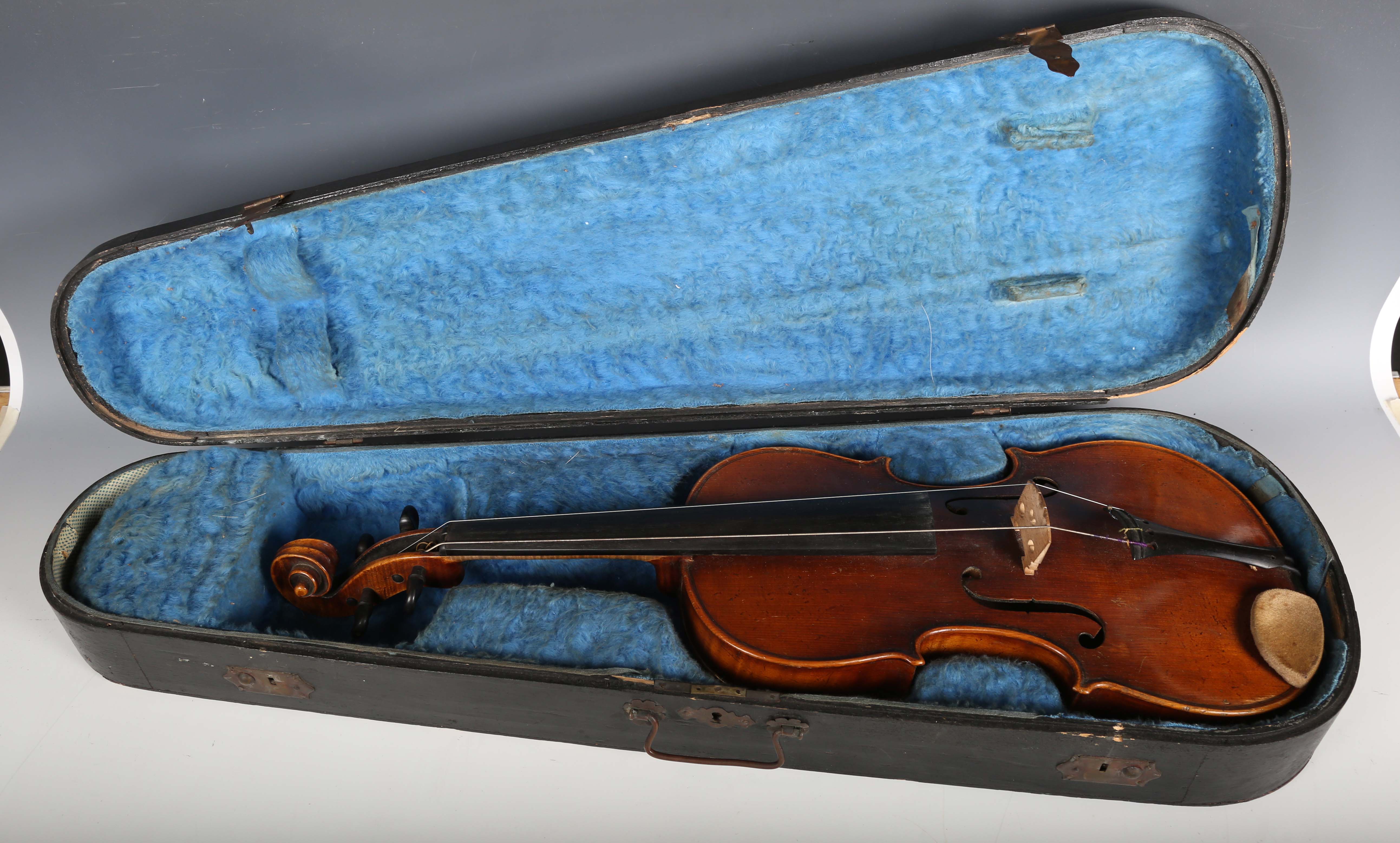 A violin with striped two-piece back, bearing interior label detailed 'Antonius Stradivarius...', - Image 3 of 24