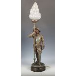 Auguste Poitevin - a 19th century spelter figural table lamp, modelled as Don Cesar, raised on a