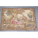 A late 20th century French machine tapestry wall hanging by 'Point de L'Halluin', depicting a rococo