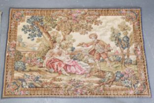 A late 20th century French machine tapestry wall hanging by 'Point de L'Halluin', depicting a rococo