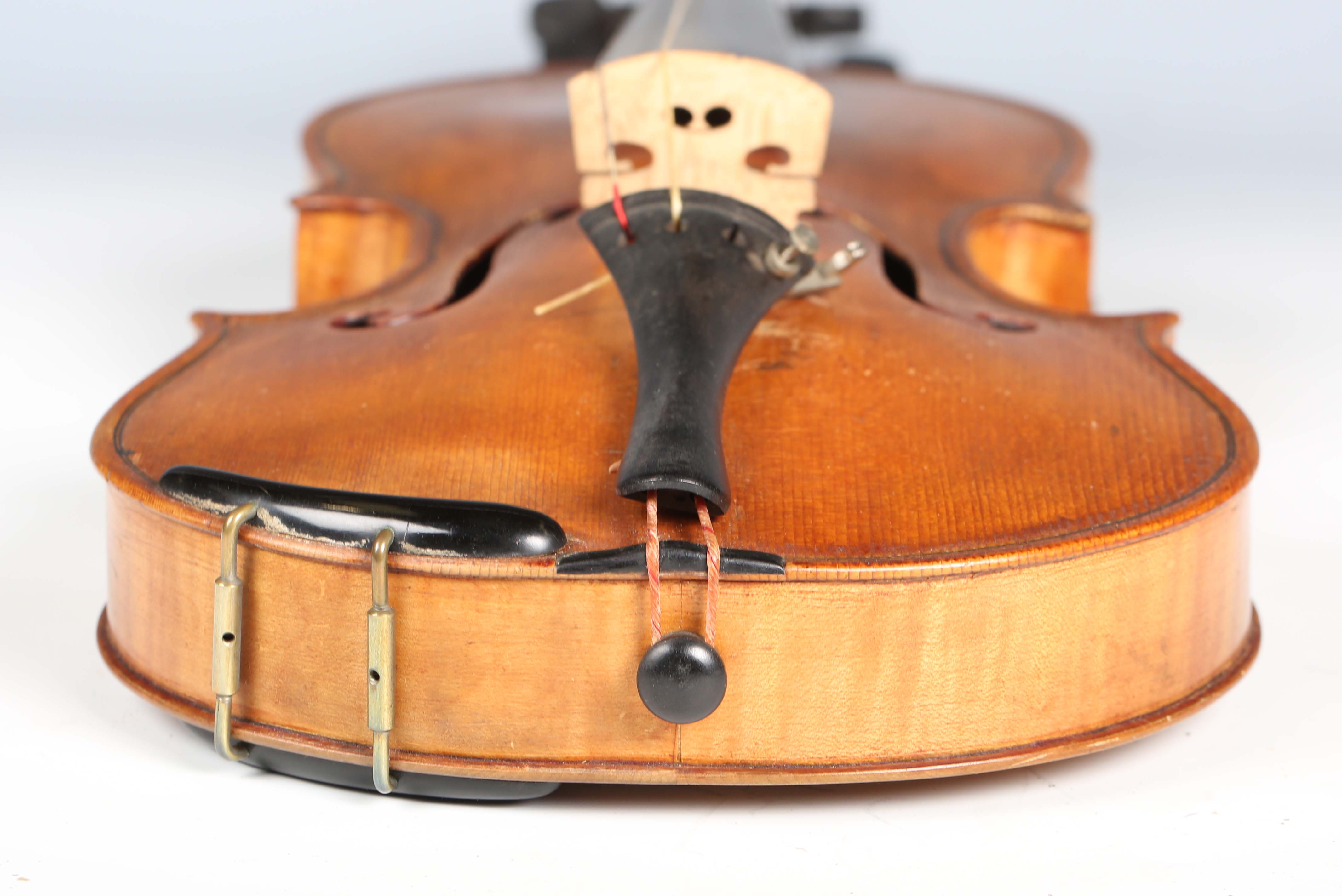 A violin with two-piece back, bearing interior label indistinctly inscribed 'G.A. How 1914', - Image 20 of 53