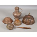 A group of 18th century and 19th century Italian copper ware, comprising a large lidded flagon,