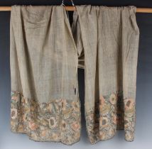 A mixed group of textiles, including a 17th century ecclesiastical stole, other silk embroidered